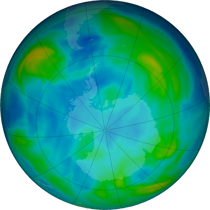 Antarctic ozone map for 03 June 2019